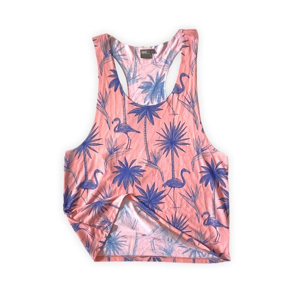 ASOS : NEW Tropical Flamingo Racerback Tank Pink Blue Palm Print : XL - Picture 3 of 9
